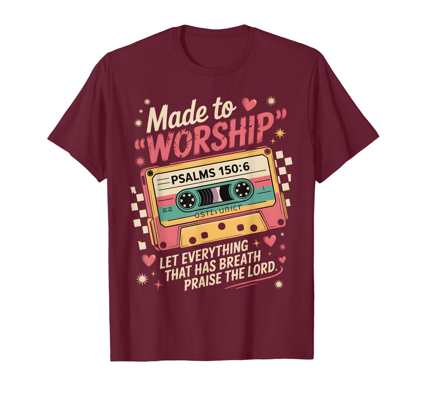 Retro Cassette Made to Worship Psalms 150:6 Christian Music T-Shirt
