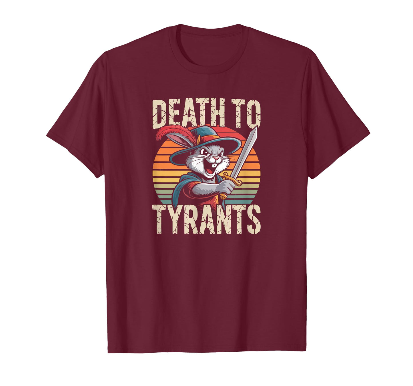 Retro Rabbit Death To Tyrants Vintage 90s Funny Quote T-Shirt