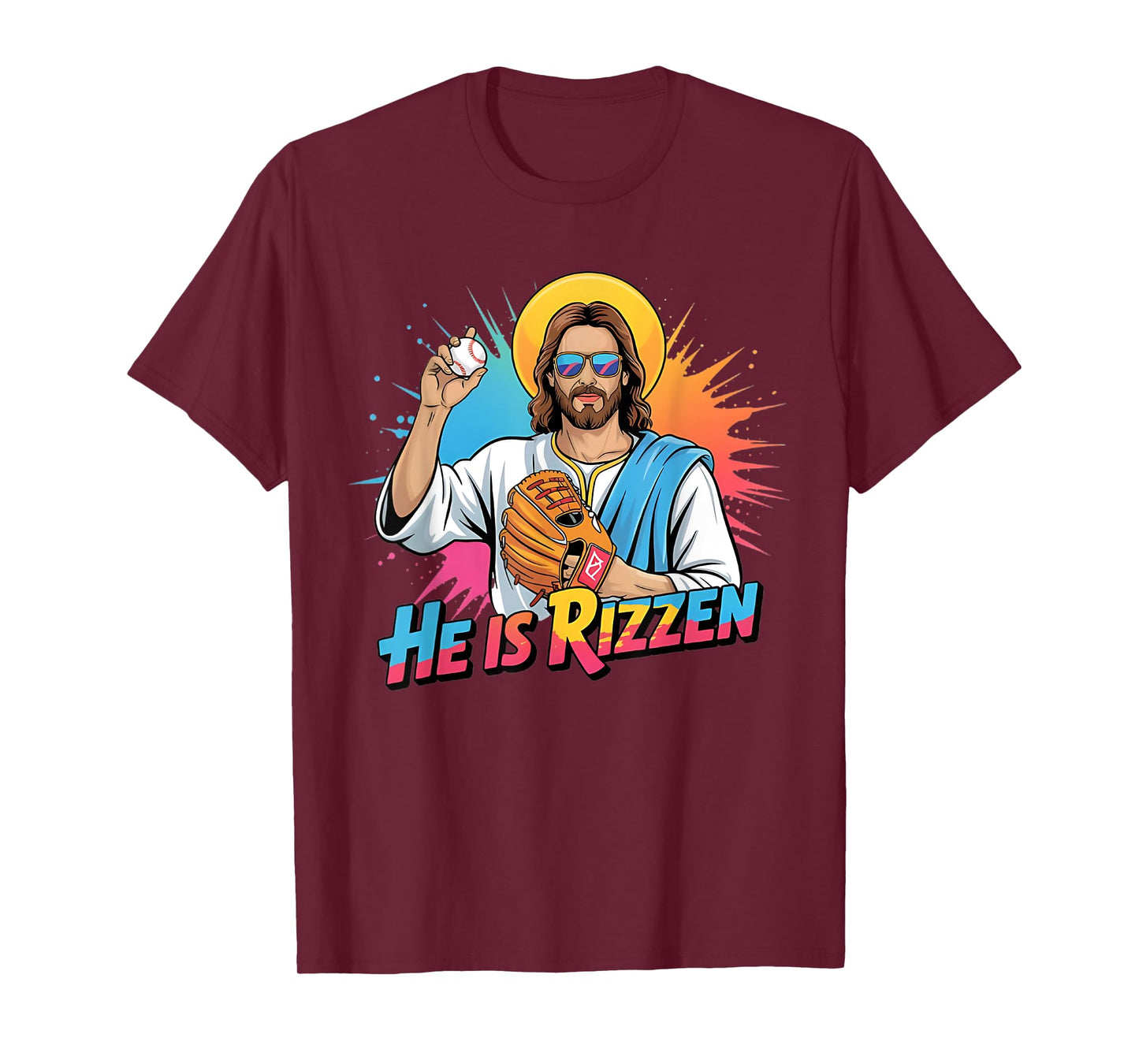Funny He Is Rizzen Jesus Shirt Baseball Boys Kids Easter T-Shirt
