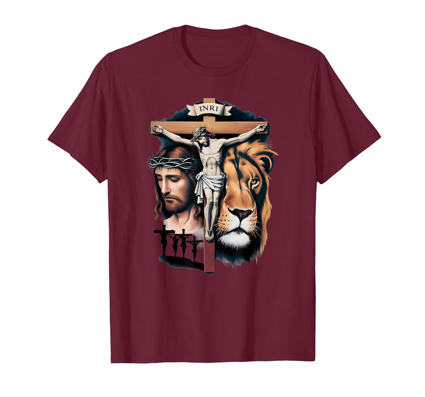 Funny Powerful Jesus Lion Cross Religious T-Shirt