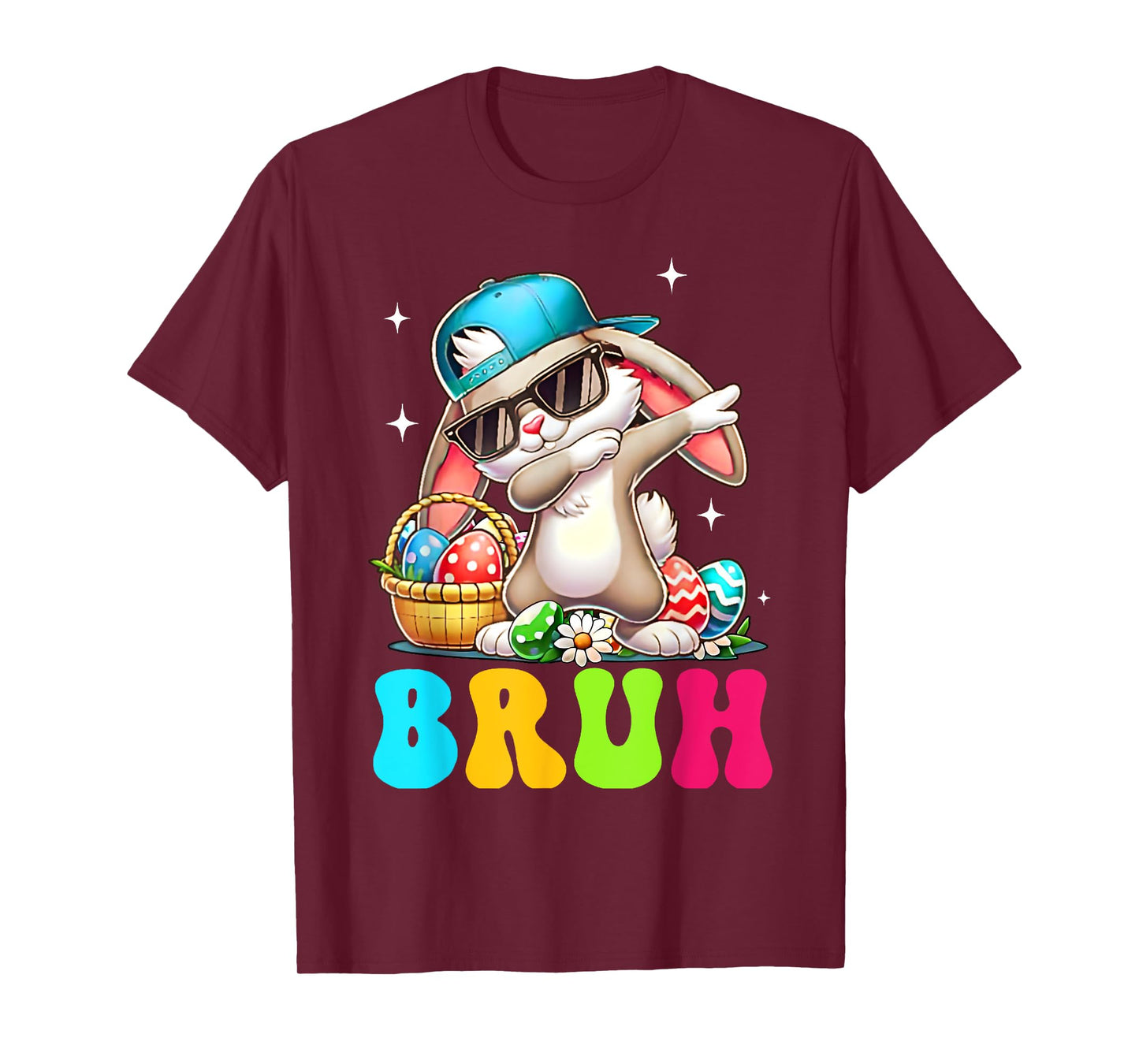 Funny Easter Kids Tee Bunny Easter Funny Bruh Dabbing T-Shirt