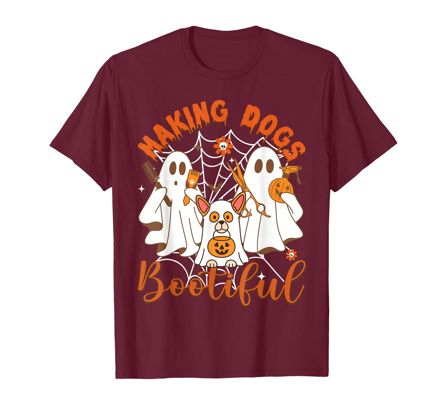 Making Dogs Bootiful Cute Halloween Ghost Puppy Men Women T-Shirt