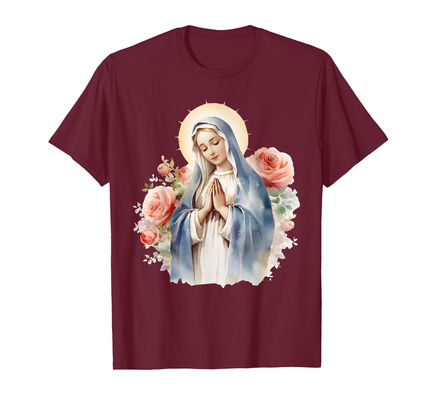 Blessed Mother Mary Mother of Jesus Roses Our Lady Catholic T-Shirt