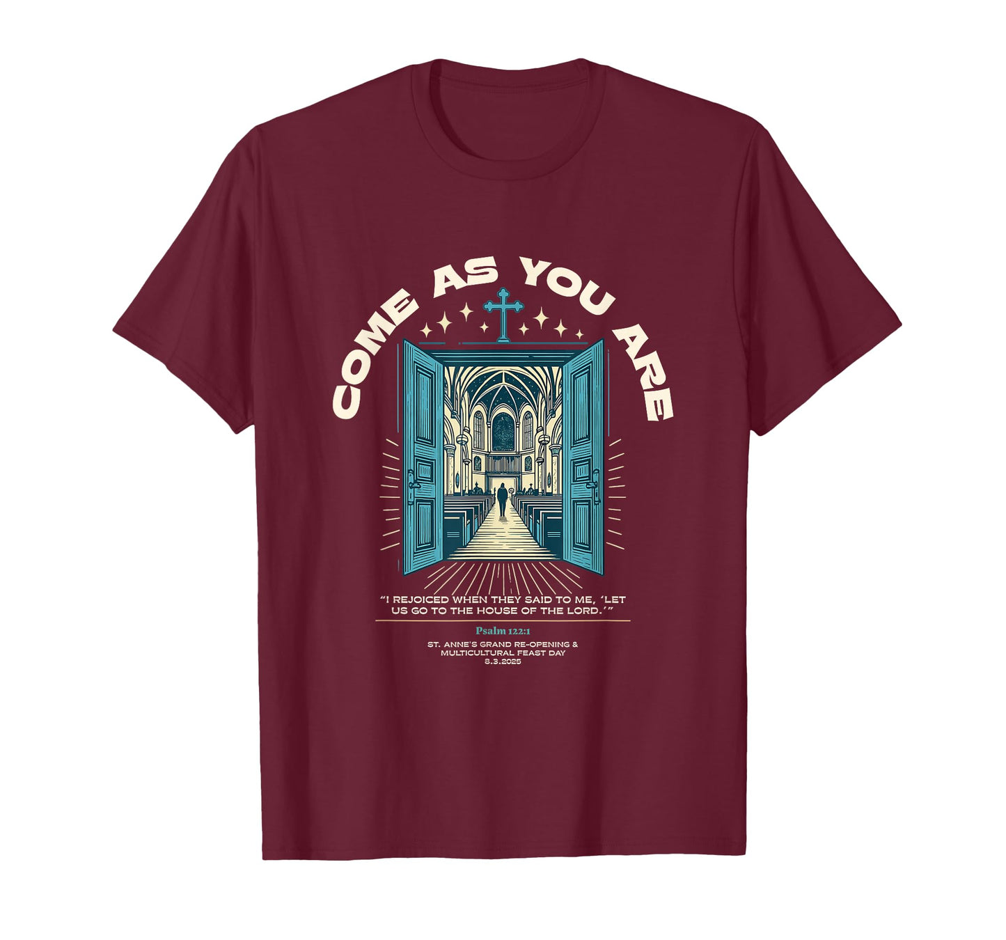 Church-Welcome-Tee-Psalm1221-OpenDoors Dark T-Shirt