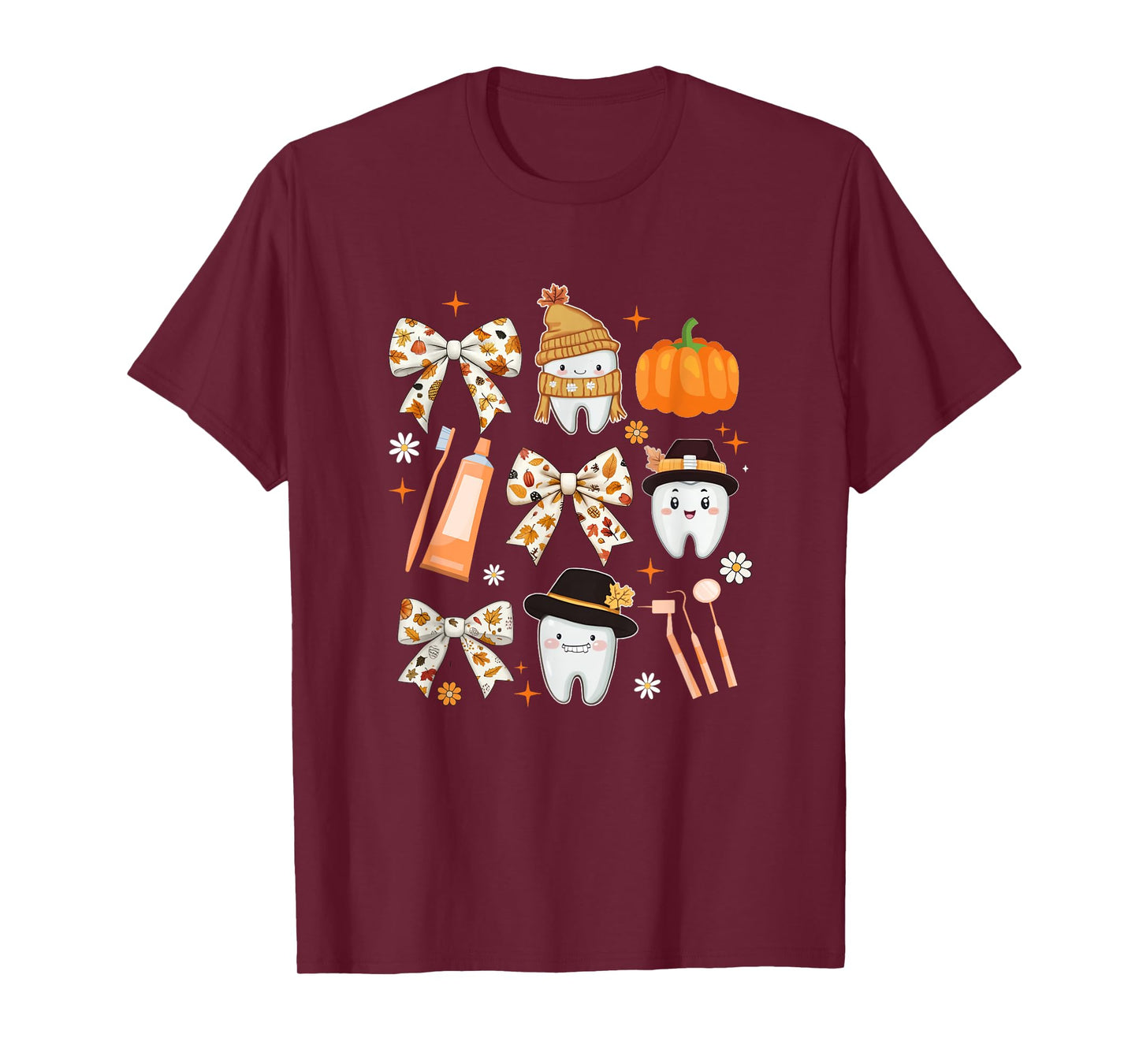 Coquette Bow Dental Squad Fall Autumn Dentist Assistant T-Shirt