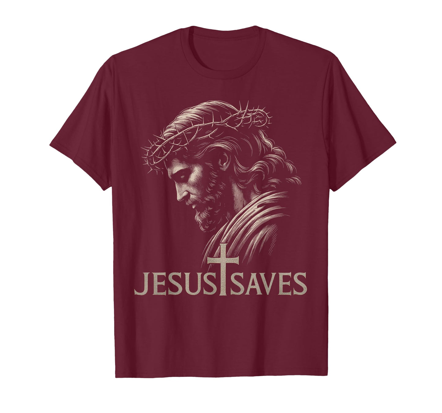 HUGvyn Jesus Saves Minimalist Christian Faith Cross American T-Shirt