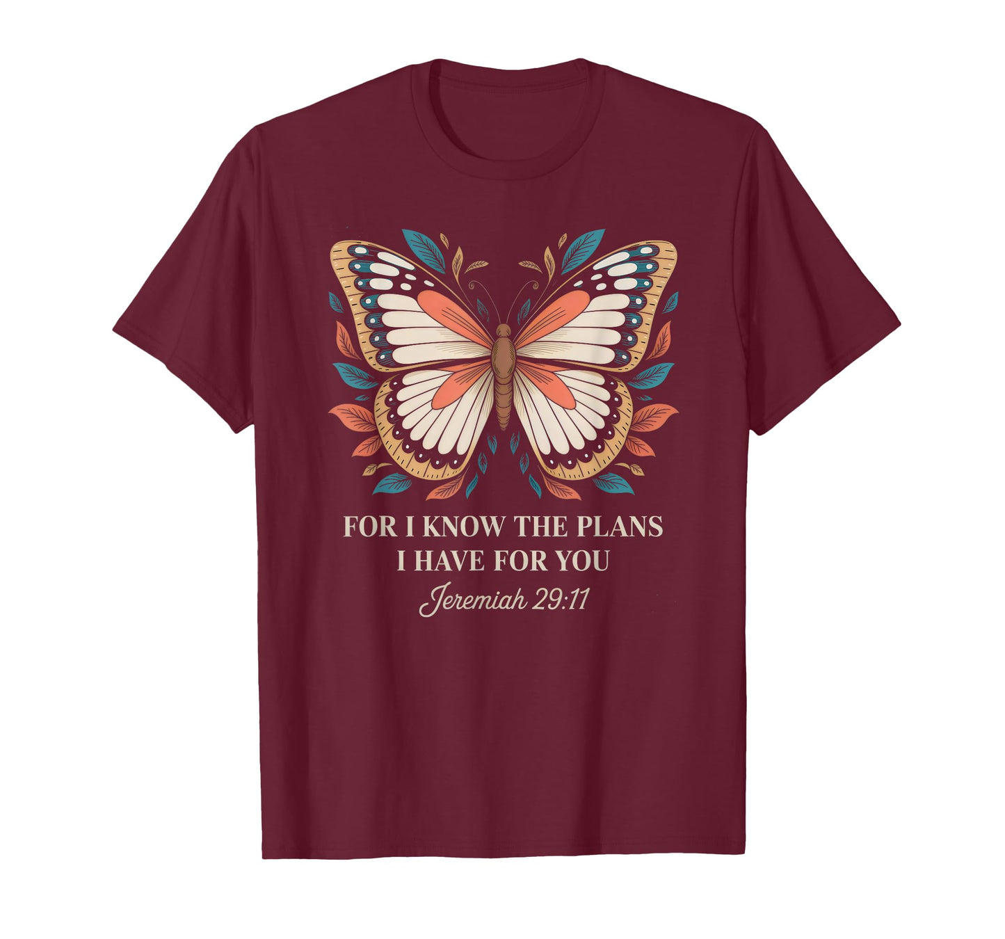 Inspirational Jeremiah 29:11 Butterfly Christian Bible Verse T-Shirt