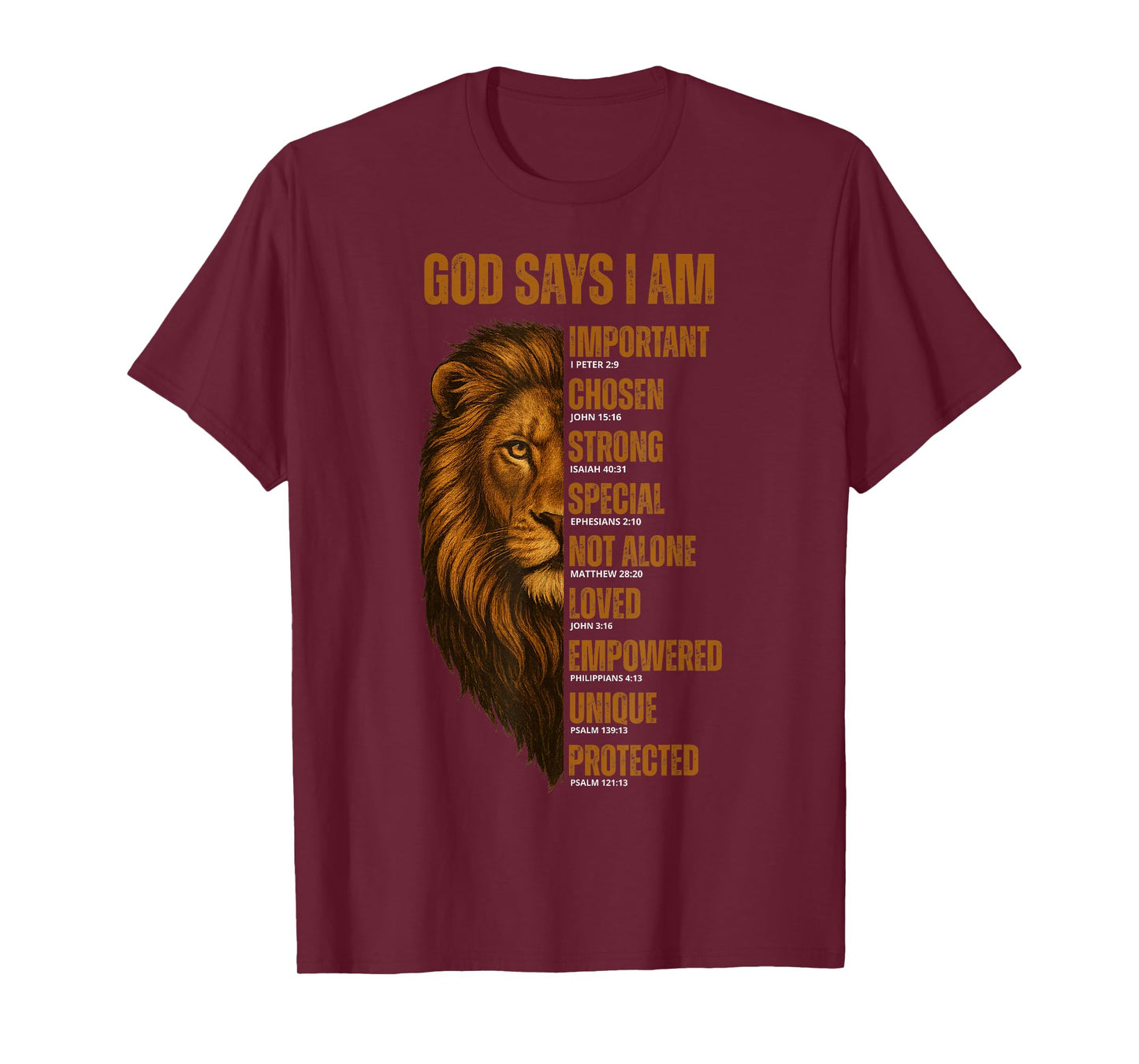 Christian God Says I Am Lion Bible Verse Jesus Blessed Dad T-Shirt