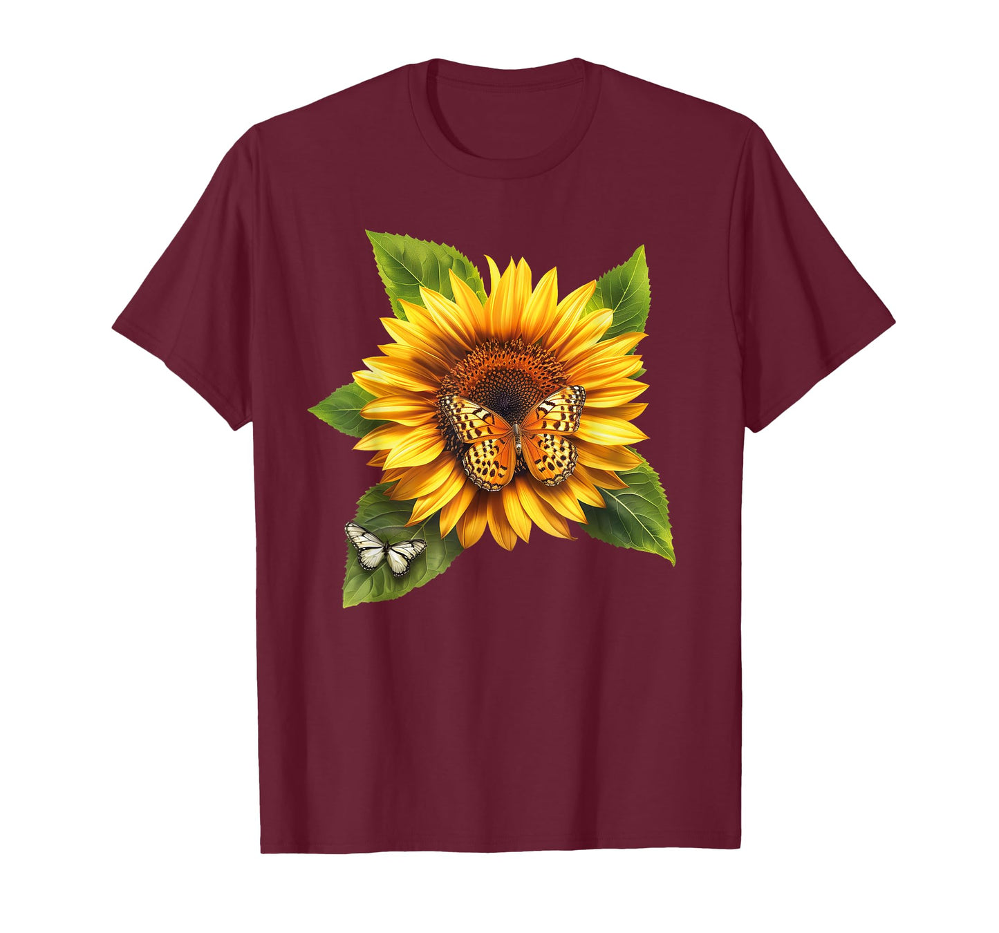 Butterfly Sunflower Floral Flower T-Shirt