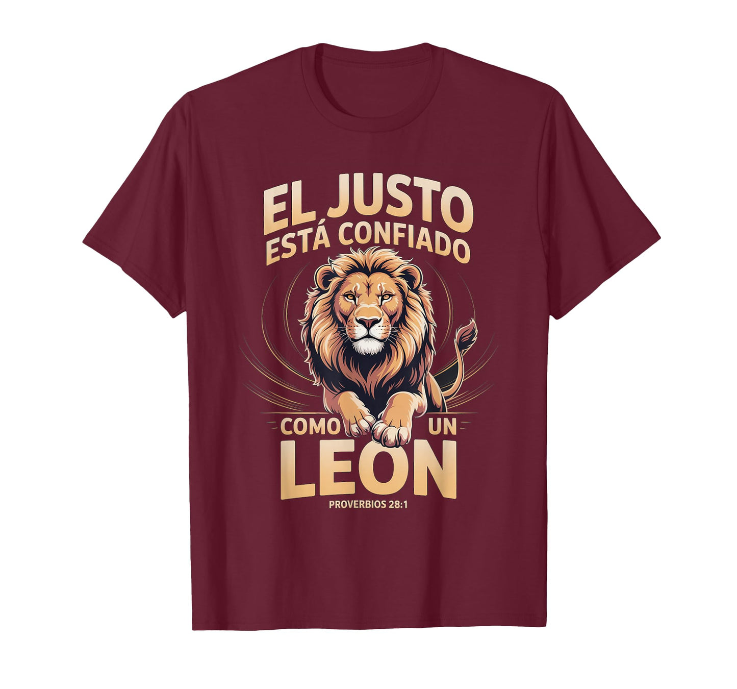 Proverbios 28:1 “Confiado Como un León” Spanish Bible Verse T-Shirt