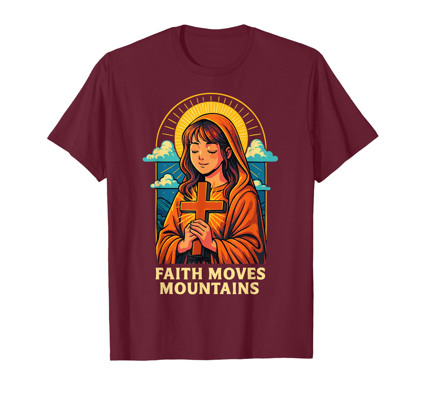 Faith Moves Mountains Christian Anime Manga Jesus Prayer T-Shirt