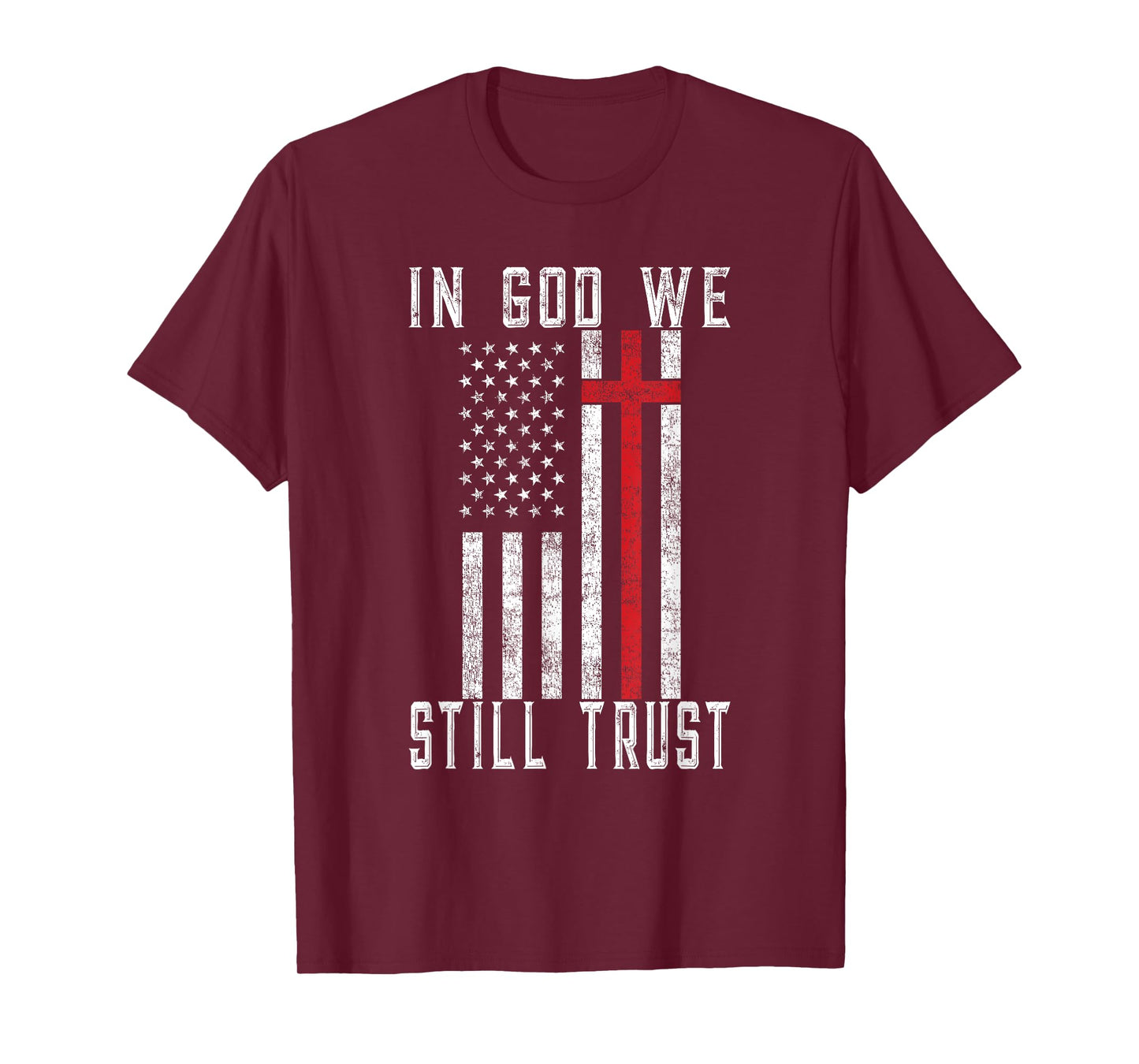 In God We Still Trust American Flag Cross Artwork T-Shirt