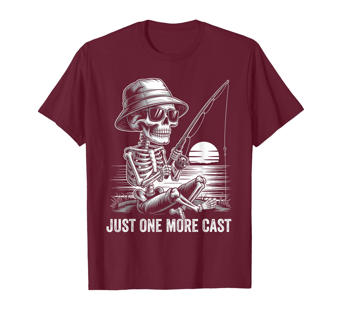 Mens Skeleton Fishing Just One More Cast Humor Gifts Fisherman T-Shirt