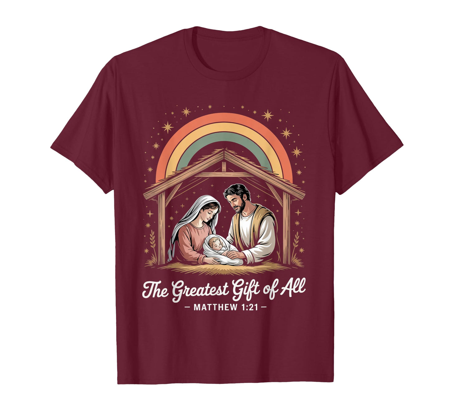 Jesus Nativity Scene Greatest Gift of All Christmas Faith T-Shirt