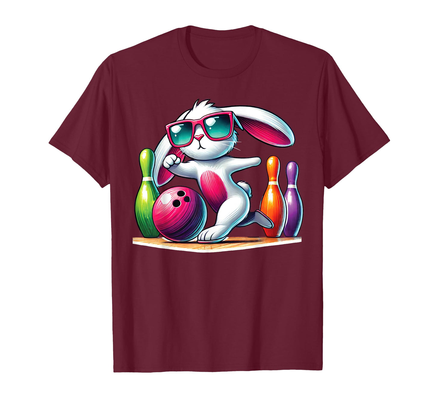 Bowling ball & pins Bunny ear Egg Hunting Easter Bowling T-Shirt