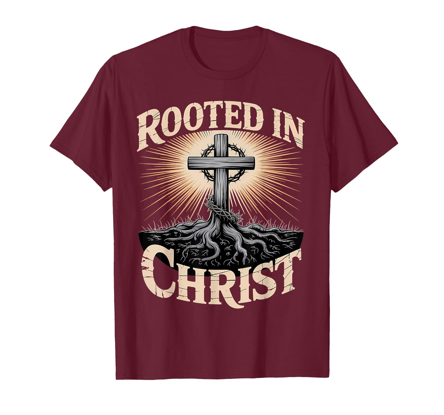 Rooted in Christ Christian Faith Jesus Cross T-Shirt