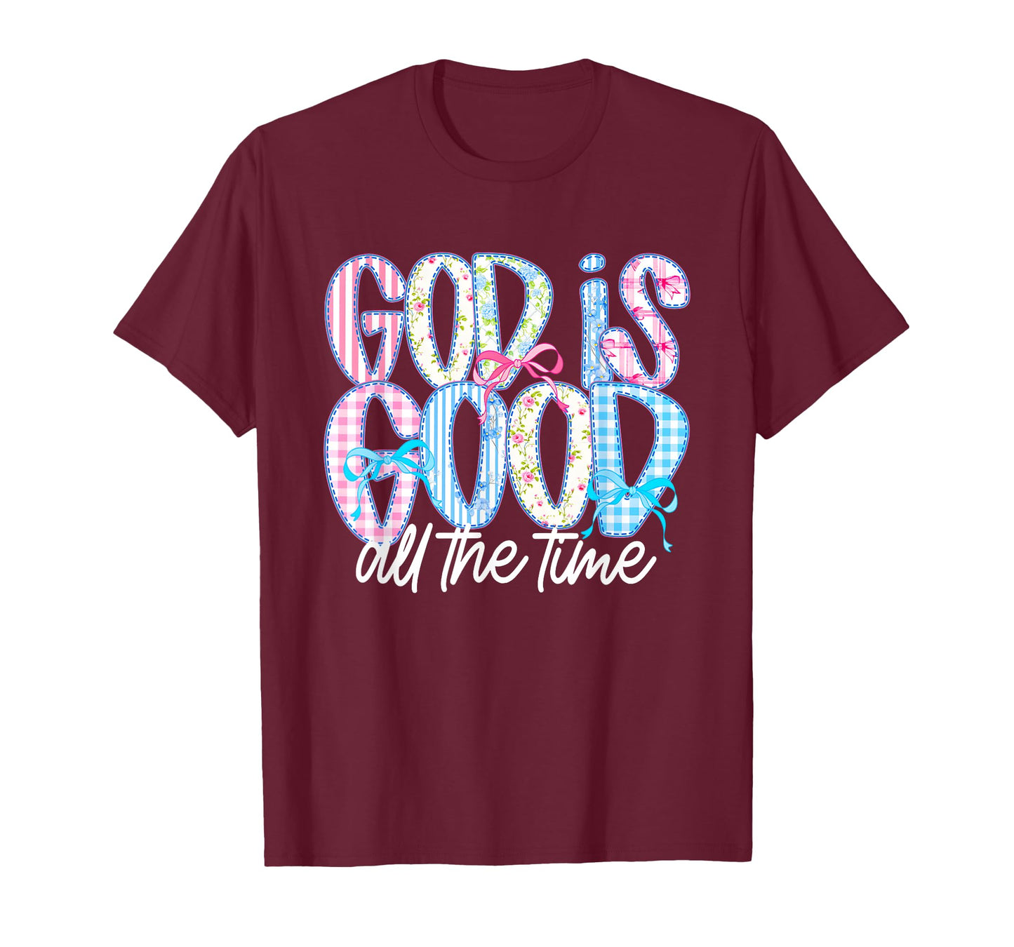 Cute Christian God Is Good All The Time Jesus Coquette Bow T-Shirt