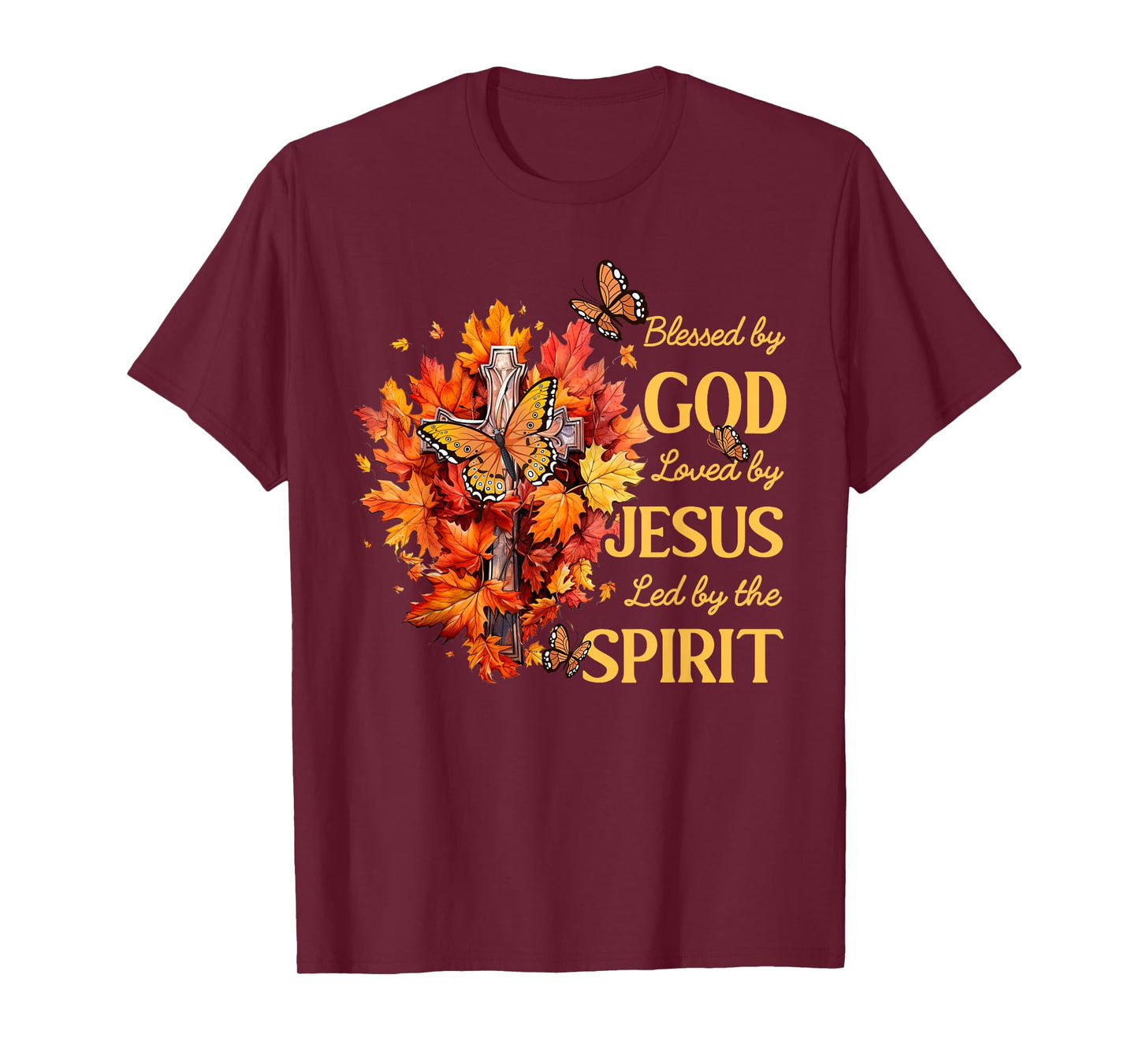 Christian Lover Thanksgiving Blessed by God Loved by Jesus T-Shirt