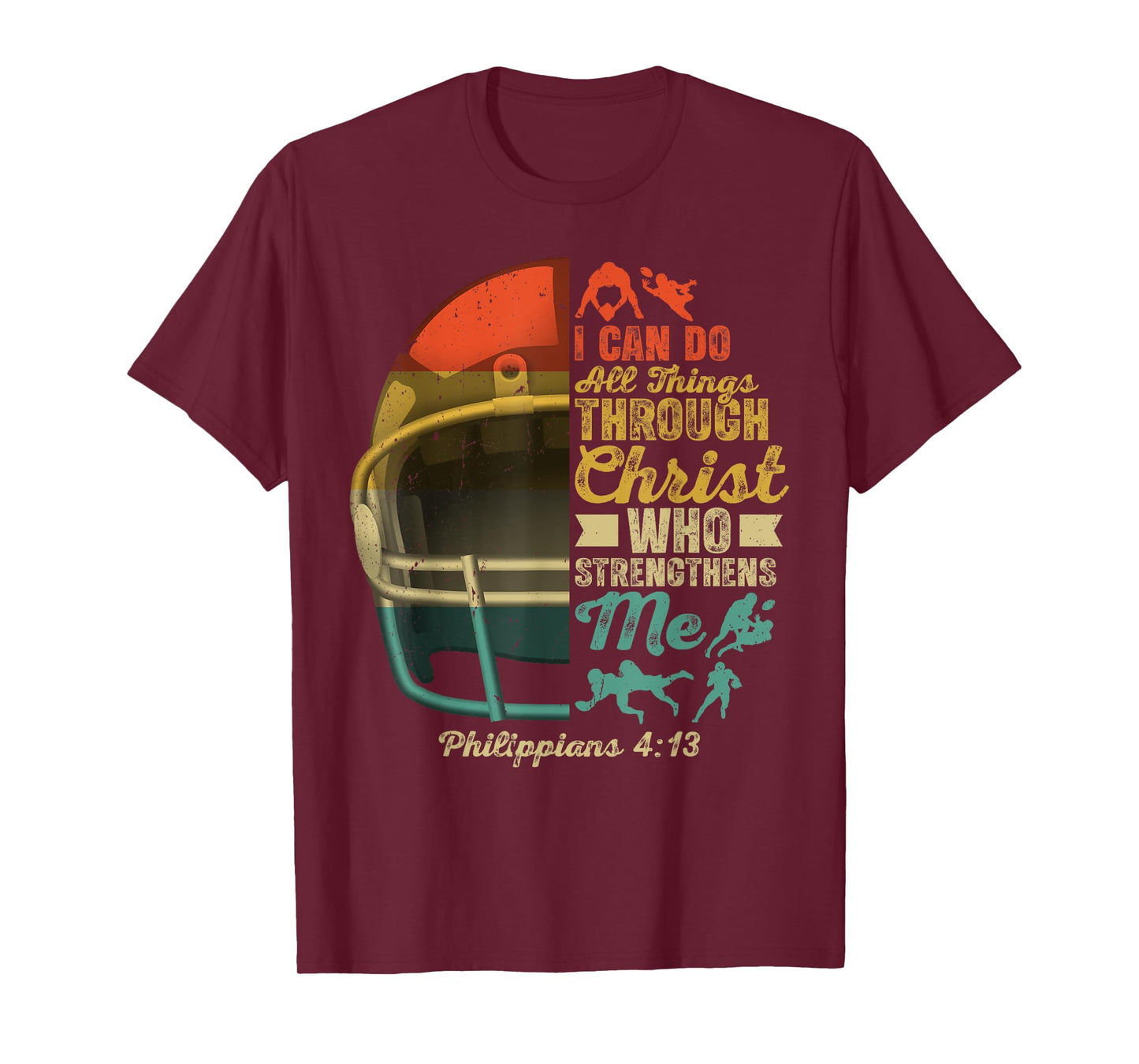 I Can Do All Things Helmet Football Player Lover Boys Men T-Shirt