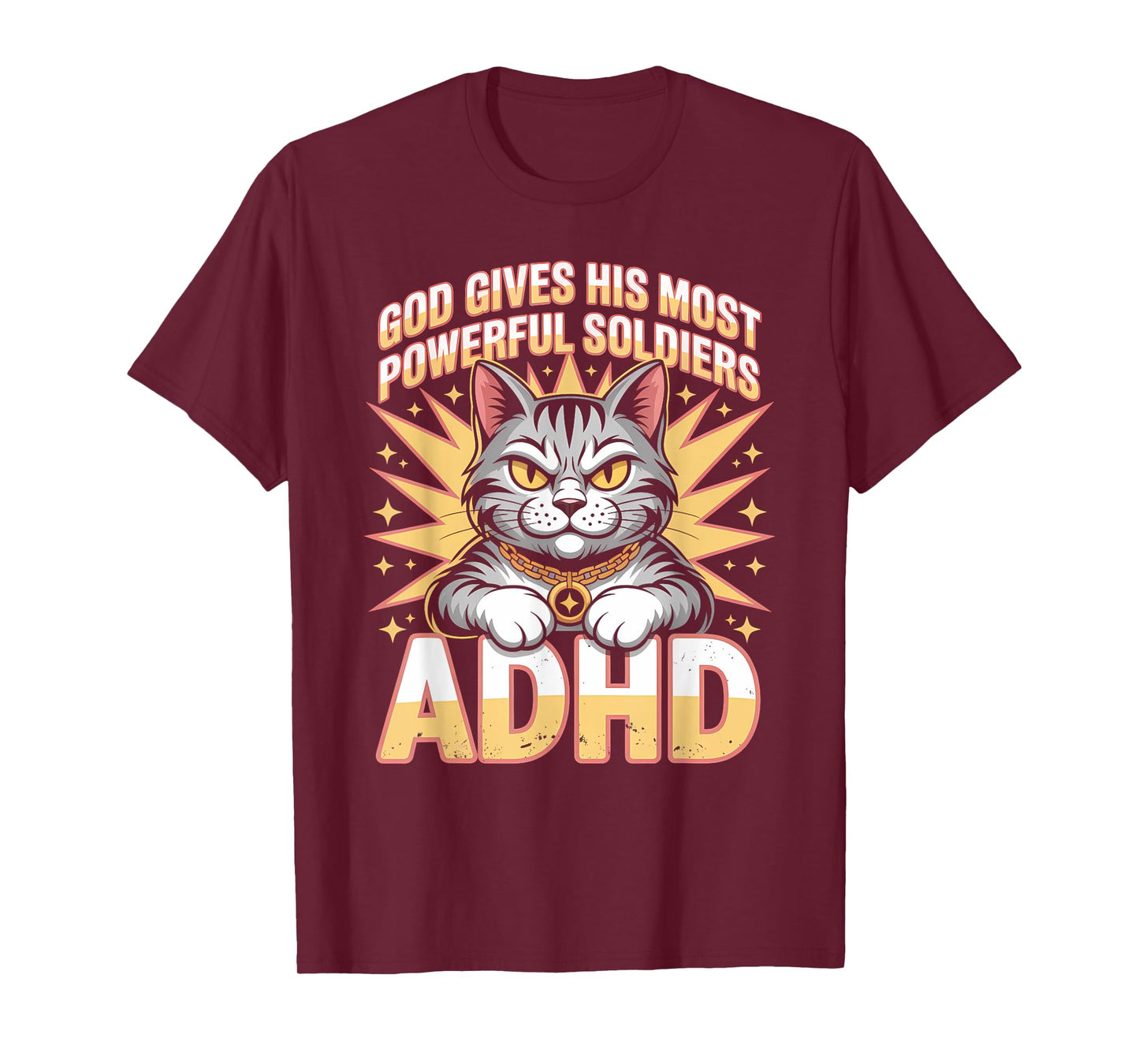 God Gives Powerful Soldiers ADHD Funny Cat Meme Bootleg T-Shirt