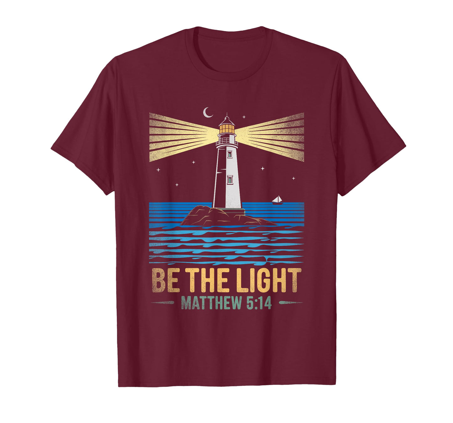 Retro Vintage Lighthouse Bible verse Christian shirt T-Shirt