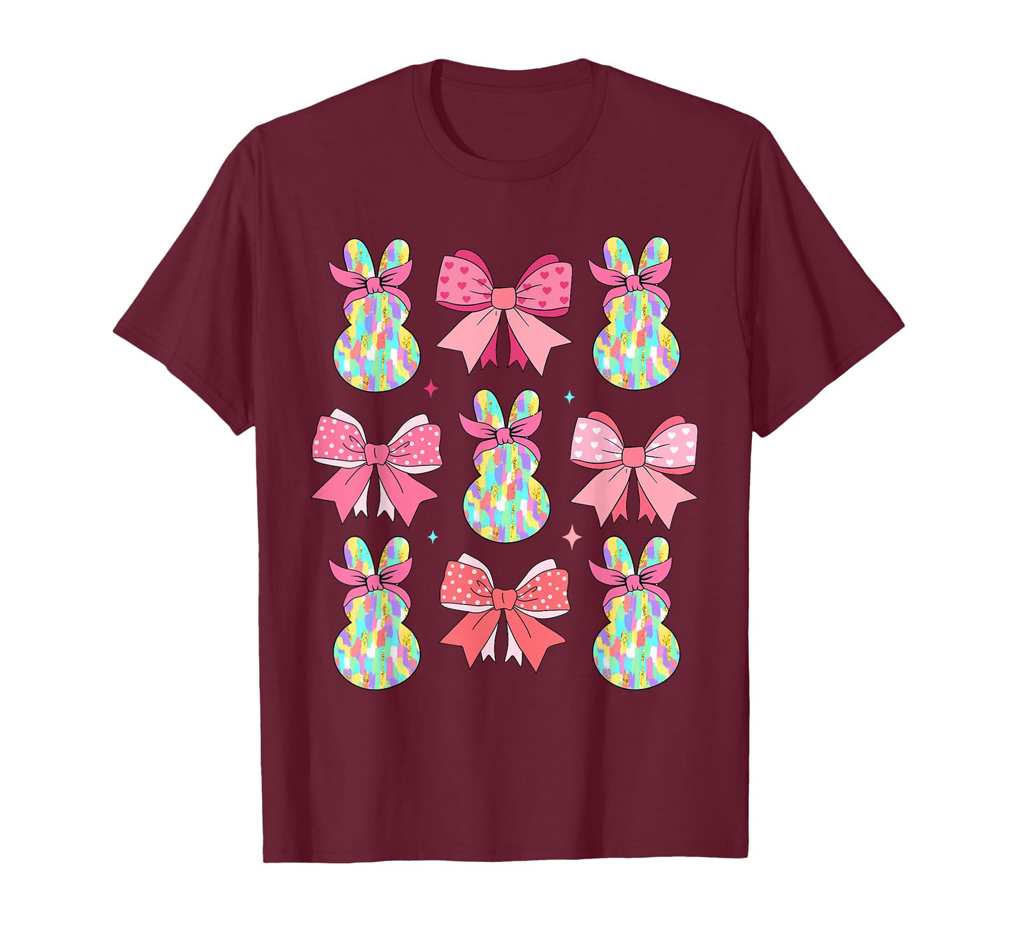 Cute Easter Bunny Face Coquette Bow Easter Day Girls Women T-Shirt