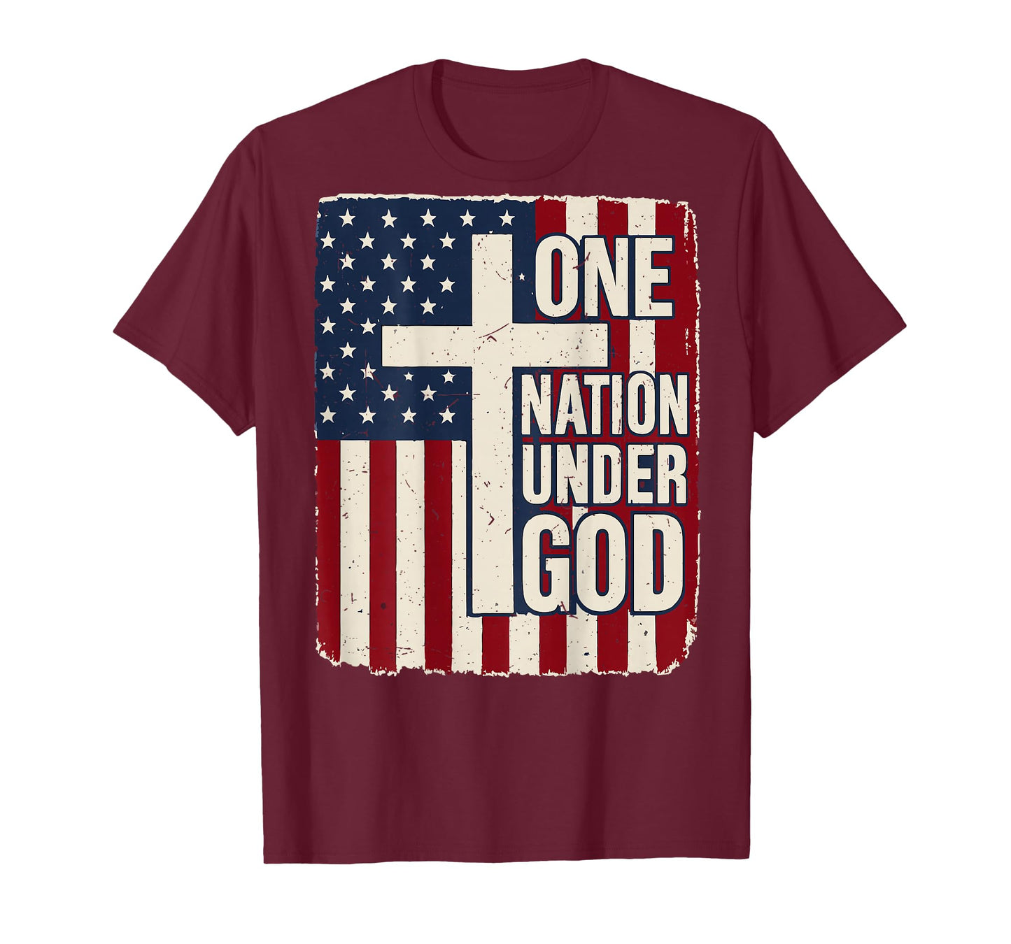 Back One Nation Under God American Flag Christian Patriotic T-Shirt