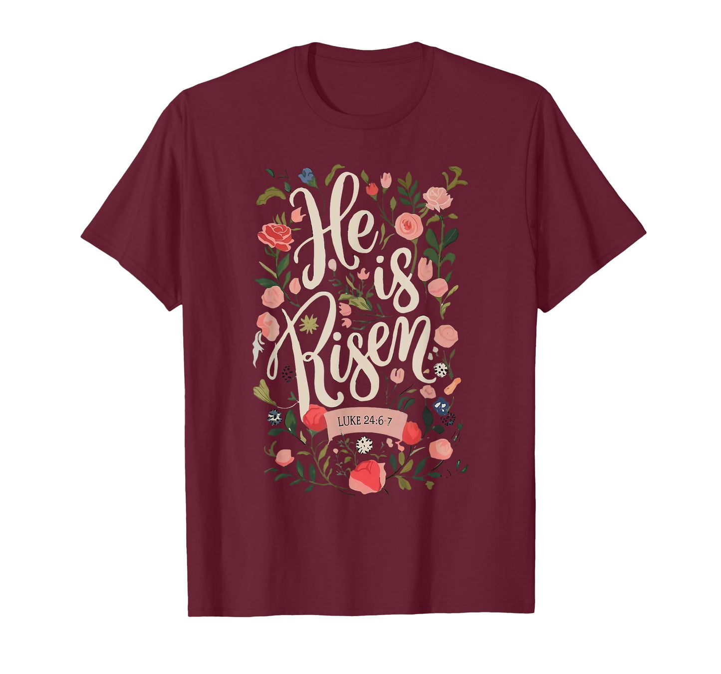 He Is Risen Happy Easter Spring Jesus Christian Wildflower T-Shirt
