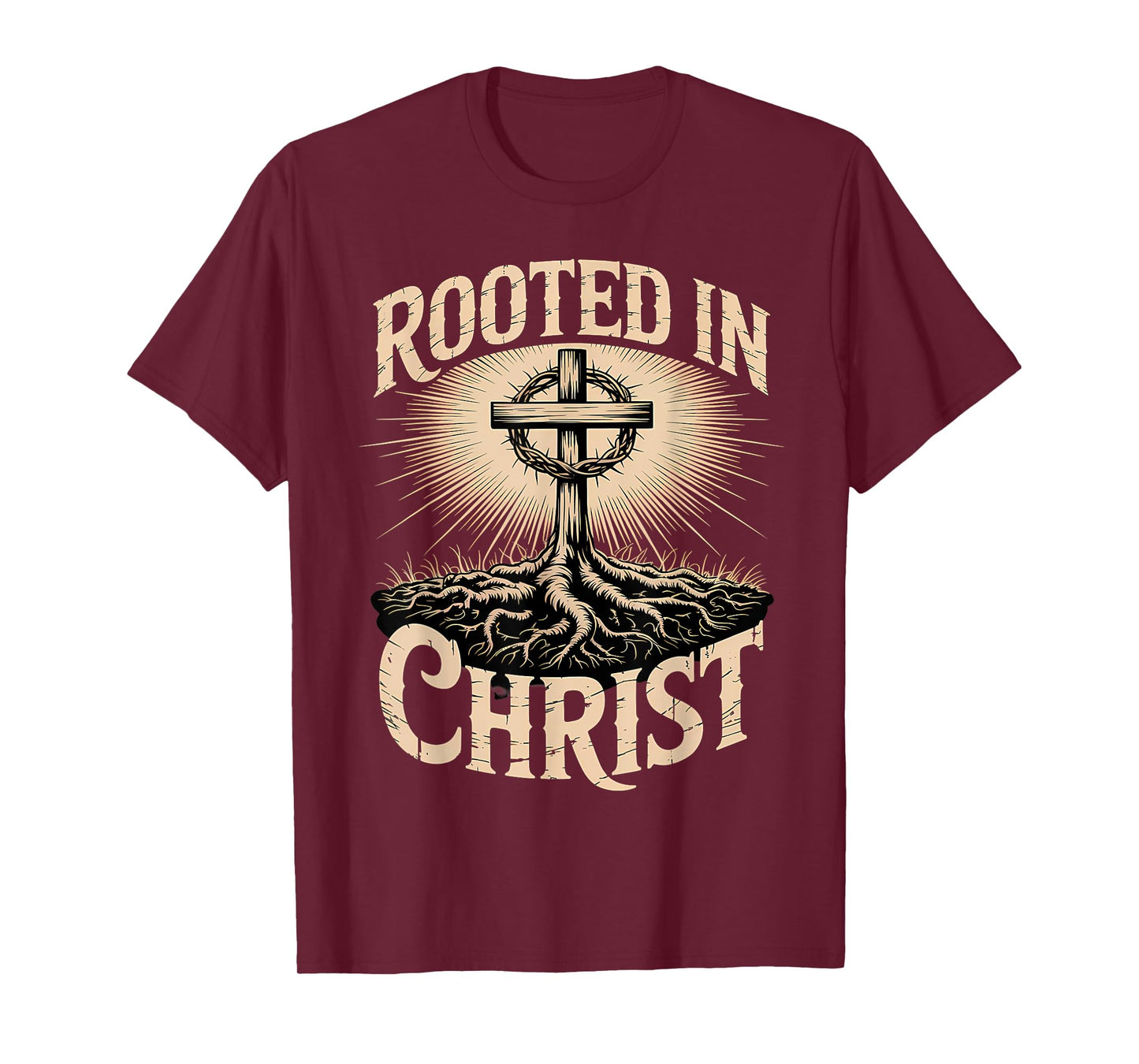 Rooted in Christ Christian Faith Jesus Cross T-Shirt