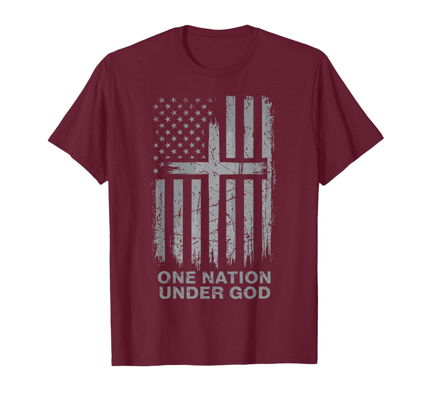 One Nation Under God Christian American Flag Design T-Shirt