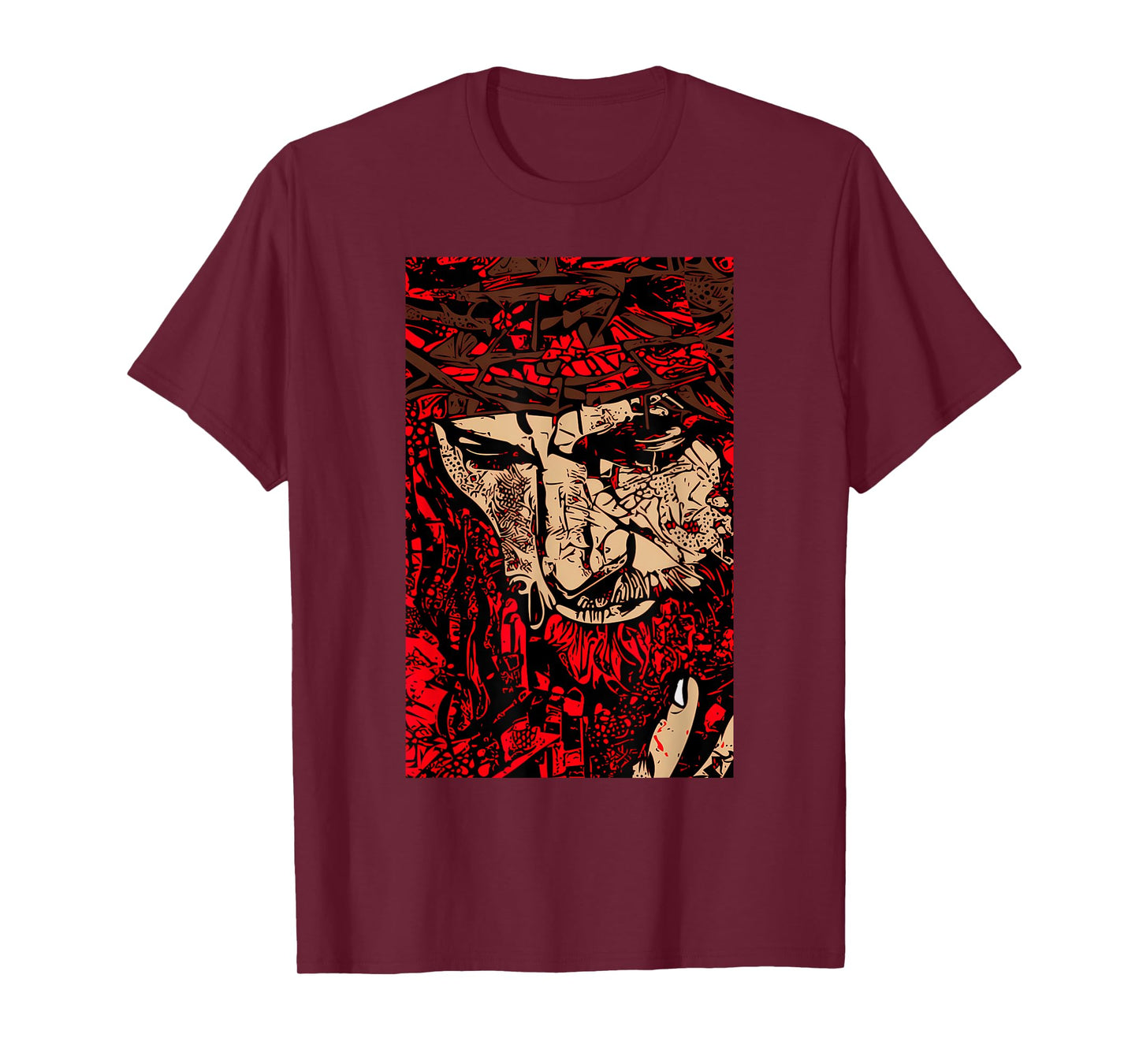 Jesus Funny Face of Jesus with Crown of Thorn Graphic T-Shirt