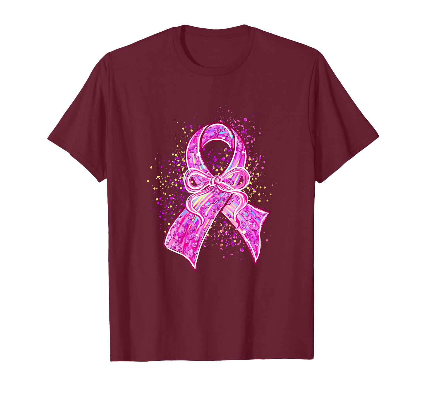 Pink Bow and Ribbon Cute Breast Cancer Awareness Women Girl T-Shirt
