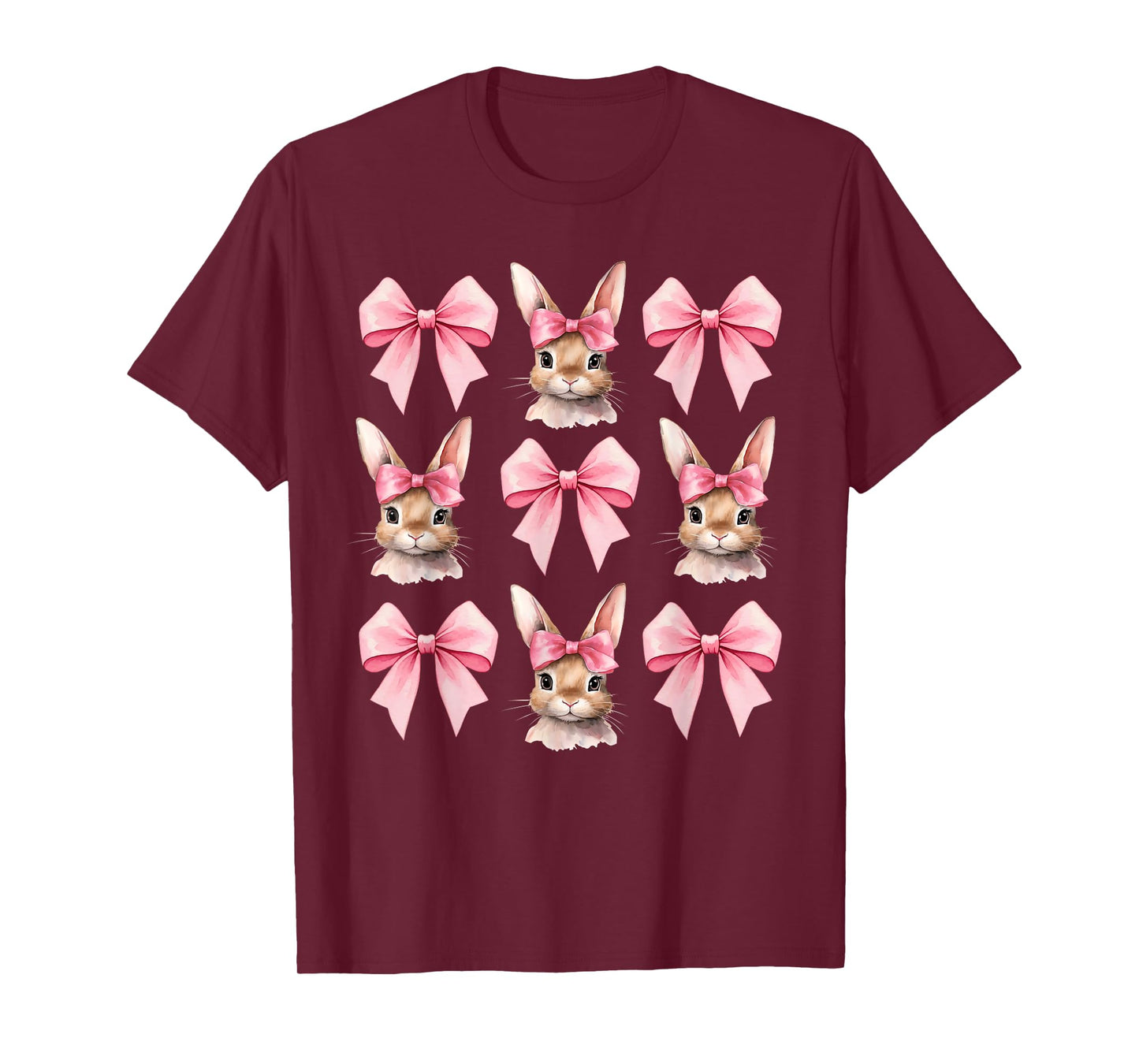 Cute Easter Bunny Face Coquette Bow Easter Day Girls Women T-Shirt