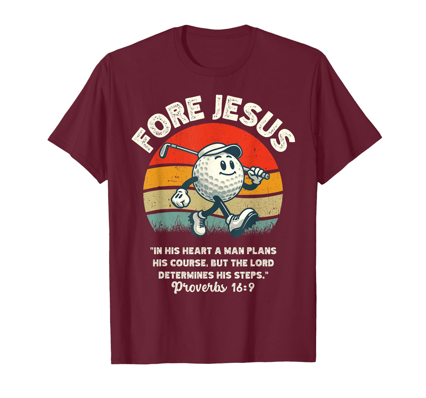 FORE Jesus Christian Golf Retro 70s Religious Golfing Men's T-Shirt