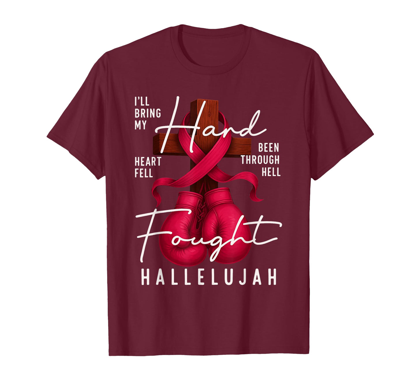 Breast Cancer Awareness Christian Hard Fought Hallelujah God T-Shirt