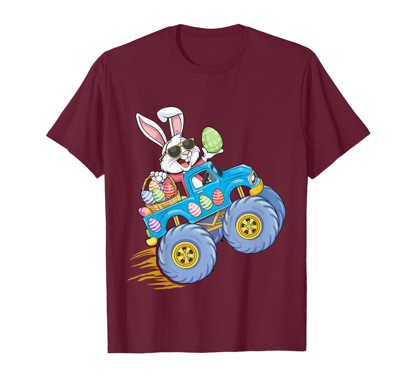 Kids Easter bunny riding monster truck for egg hunting kids T-Shirt