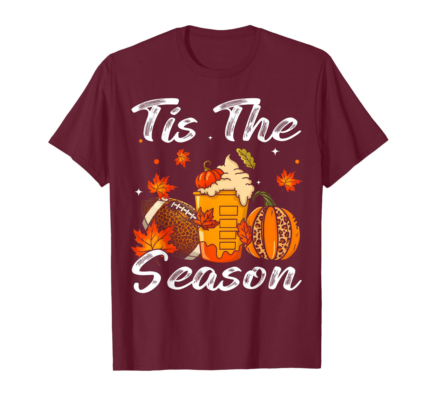 Pumpkin Spice Football Tis The Season Fall Thanksgiving T-Shirt