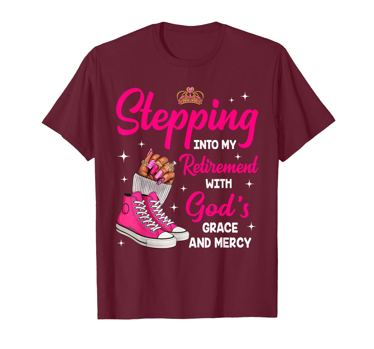 Stepping Into My Retirement Afro Woman Melanin Queen T-Shirt