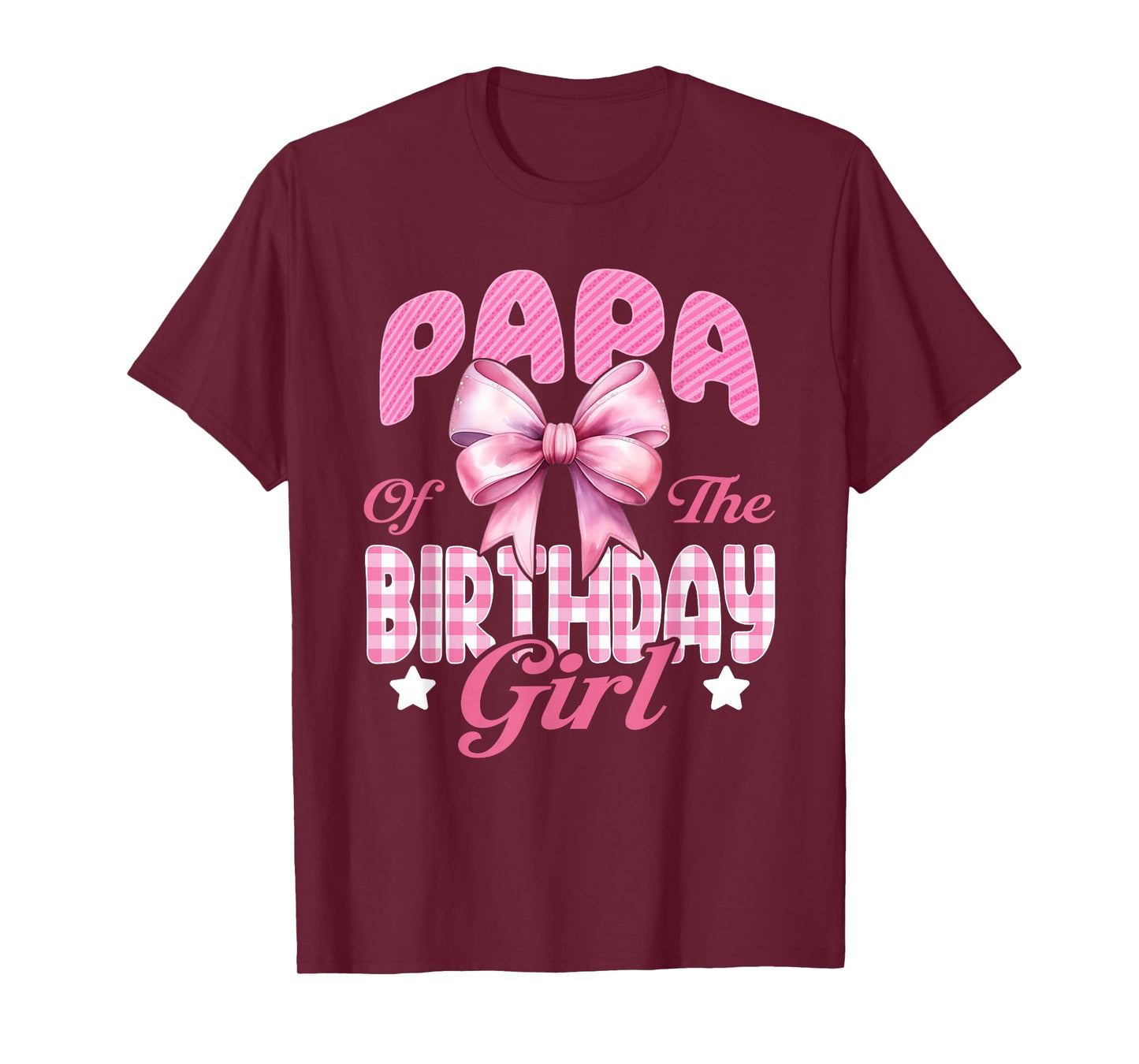 Papa of The Birthday Girl Family Pink Coquette Bow T-Shirt