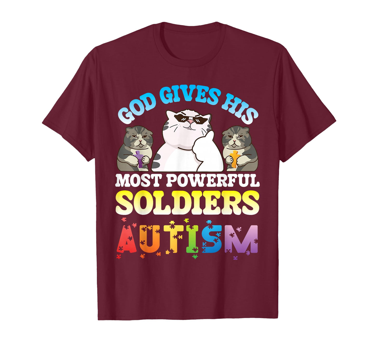 God Gives His Strongest Soldiers Autism Cute Cats Together T-Shirt