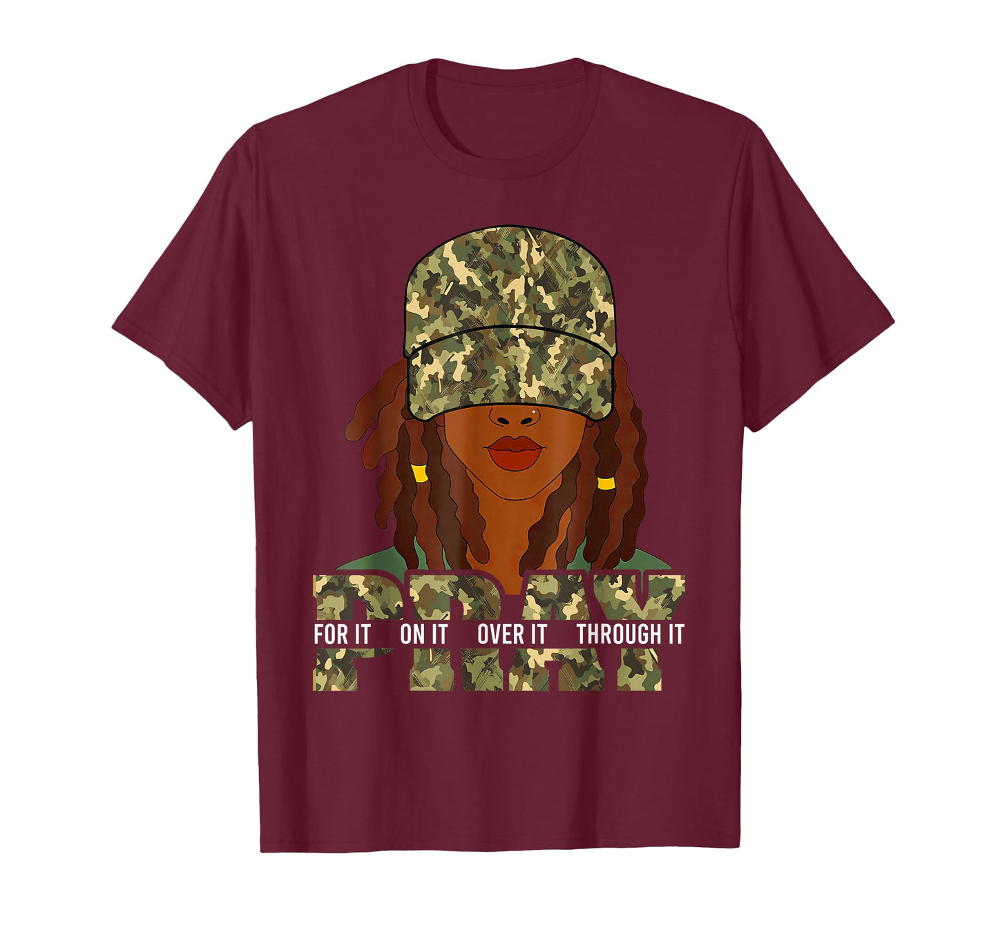 Pray On It Pray Over It Black Woman Afro Christian Sayings T-Shirt