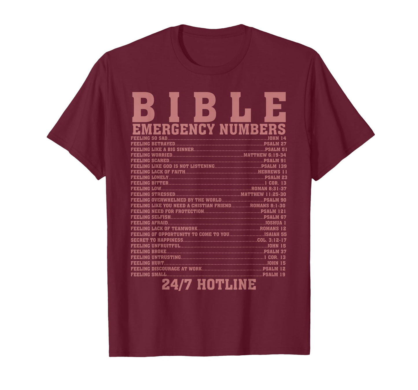 Funny Bible Emergency Numbers Gift Men Women Cool Christian T-Shirt