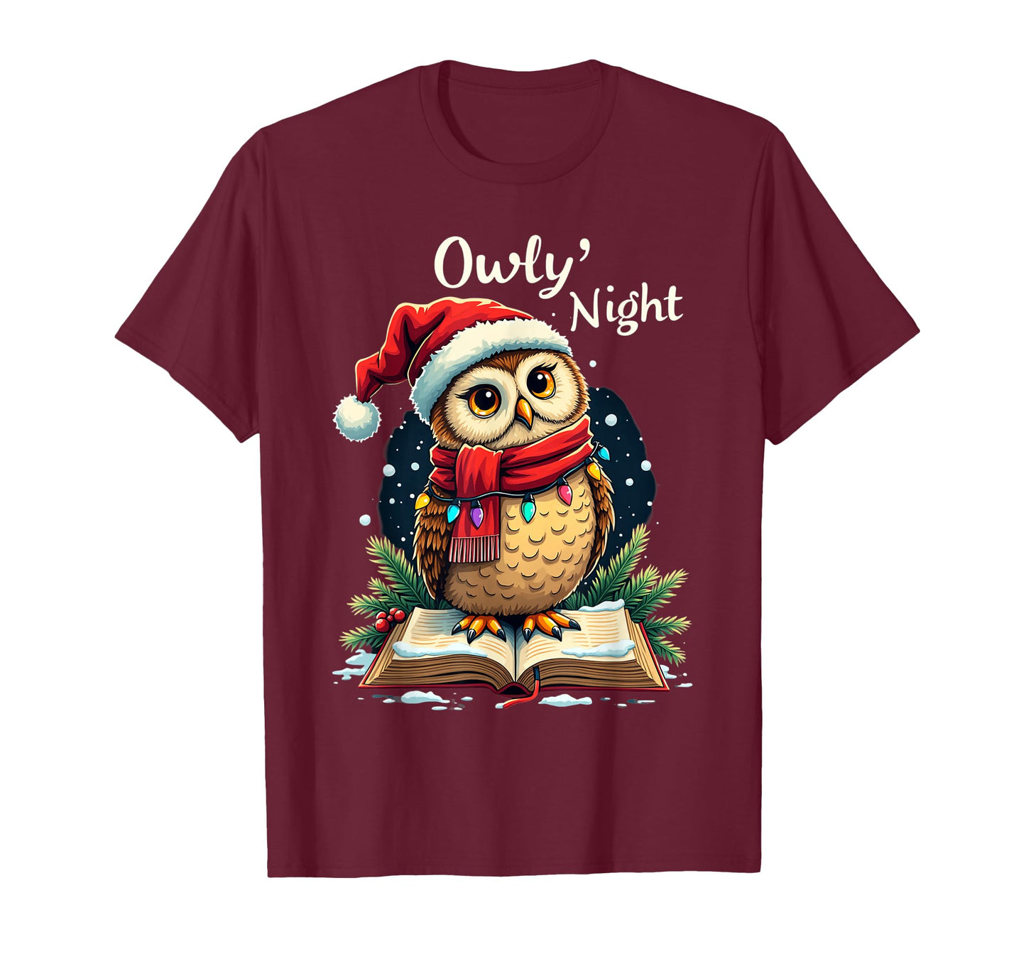 Owly Night Christmas Owl Snowflakes Bible Christian Religion T-Shirt