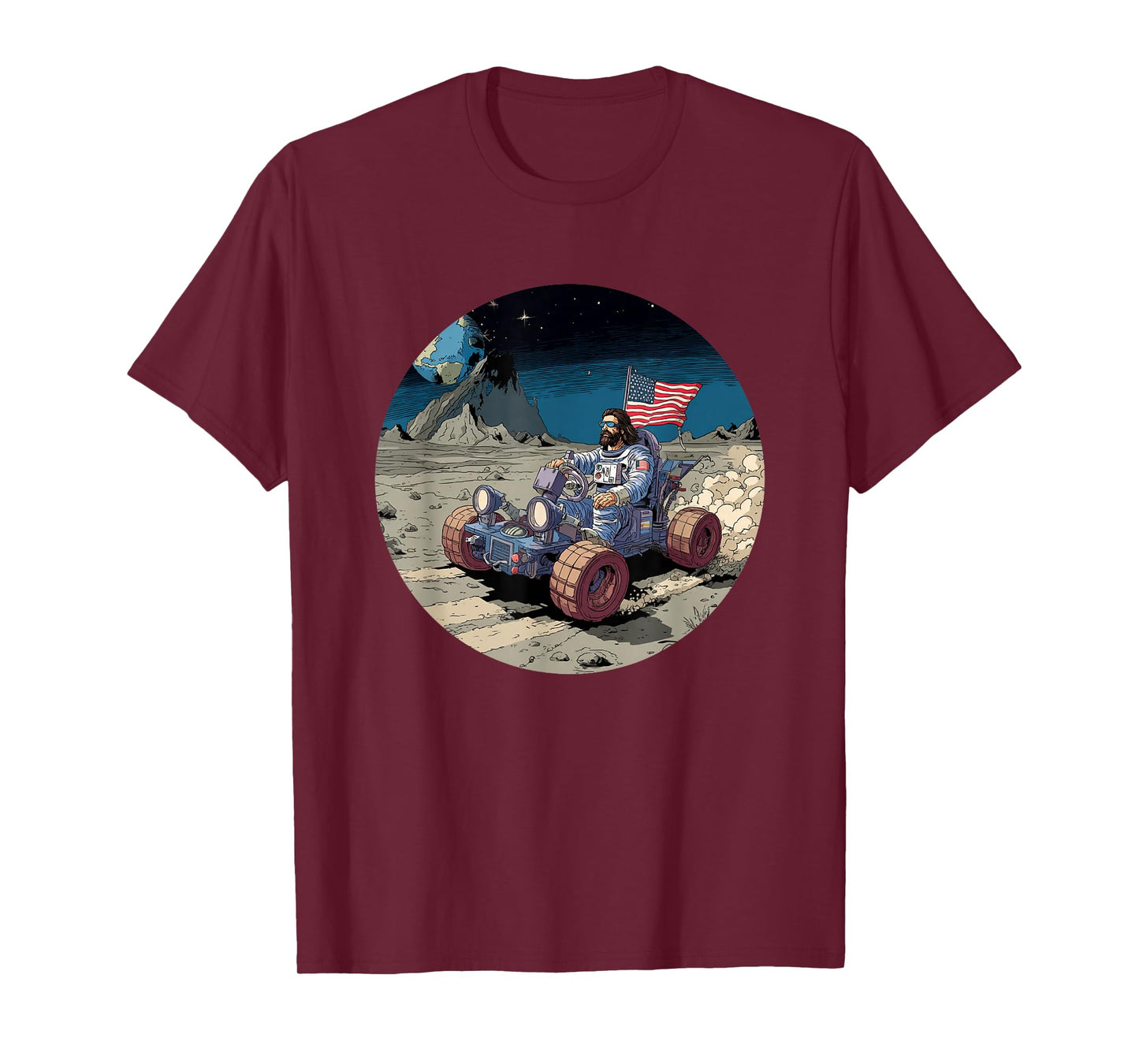 Funny Moon Vehicle with Jesus Christ Costume T-Shirt