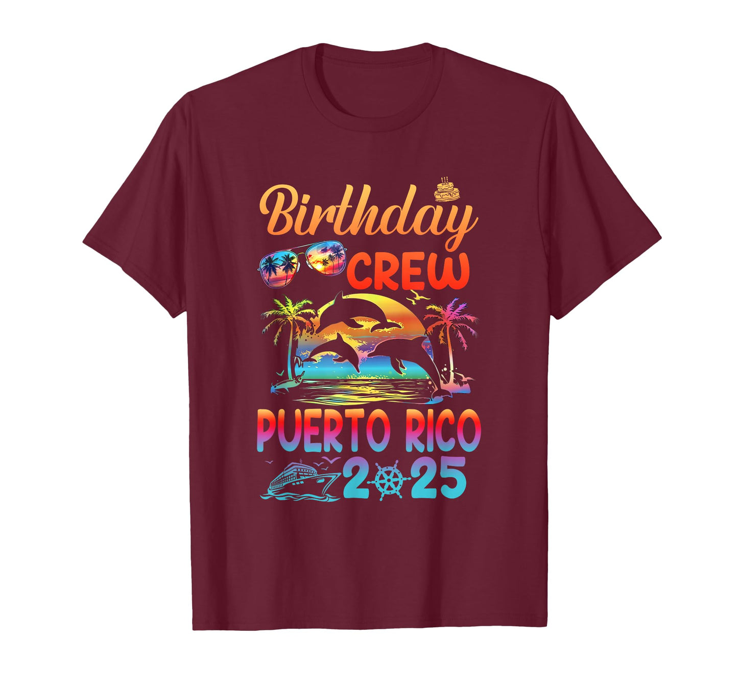 Puerto Rico Birthday Trip Summer Vacation 2025 Matching Group Unisex-Adults T-Shirt - Black, Small