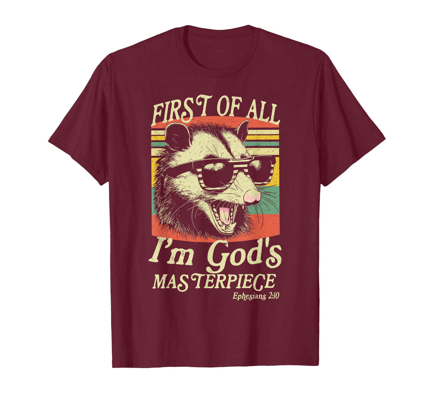First of All I’m God’s Masterpiece Raccoon Retro Verse T-Shirt