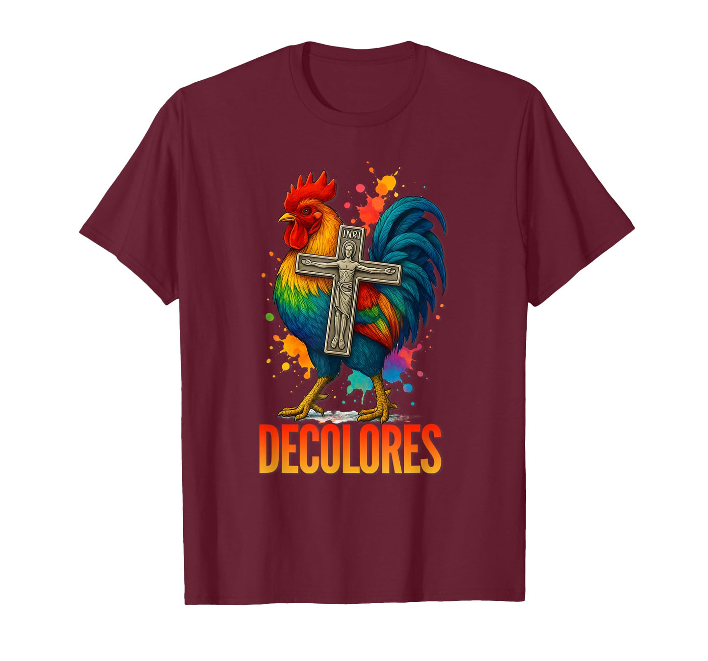 DeColores Cursillo Rainbow Rooster Catholic T-Shirt