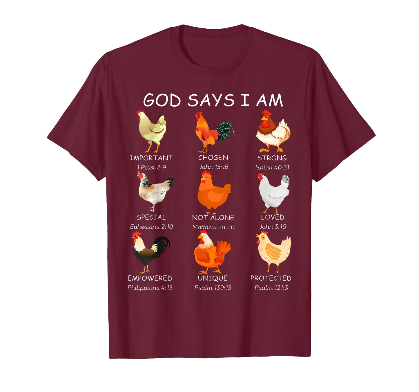 Farm Christian God Says I Am Chickens Bible Verse Religious T-Shirt