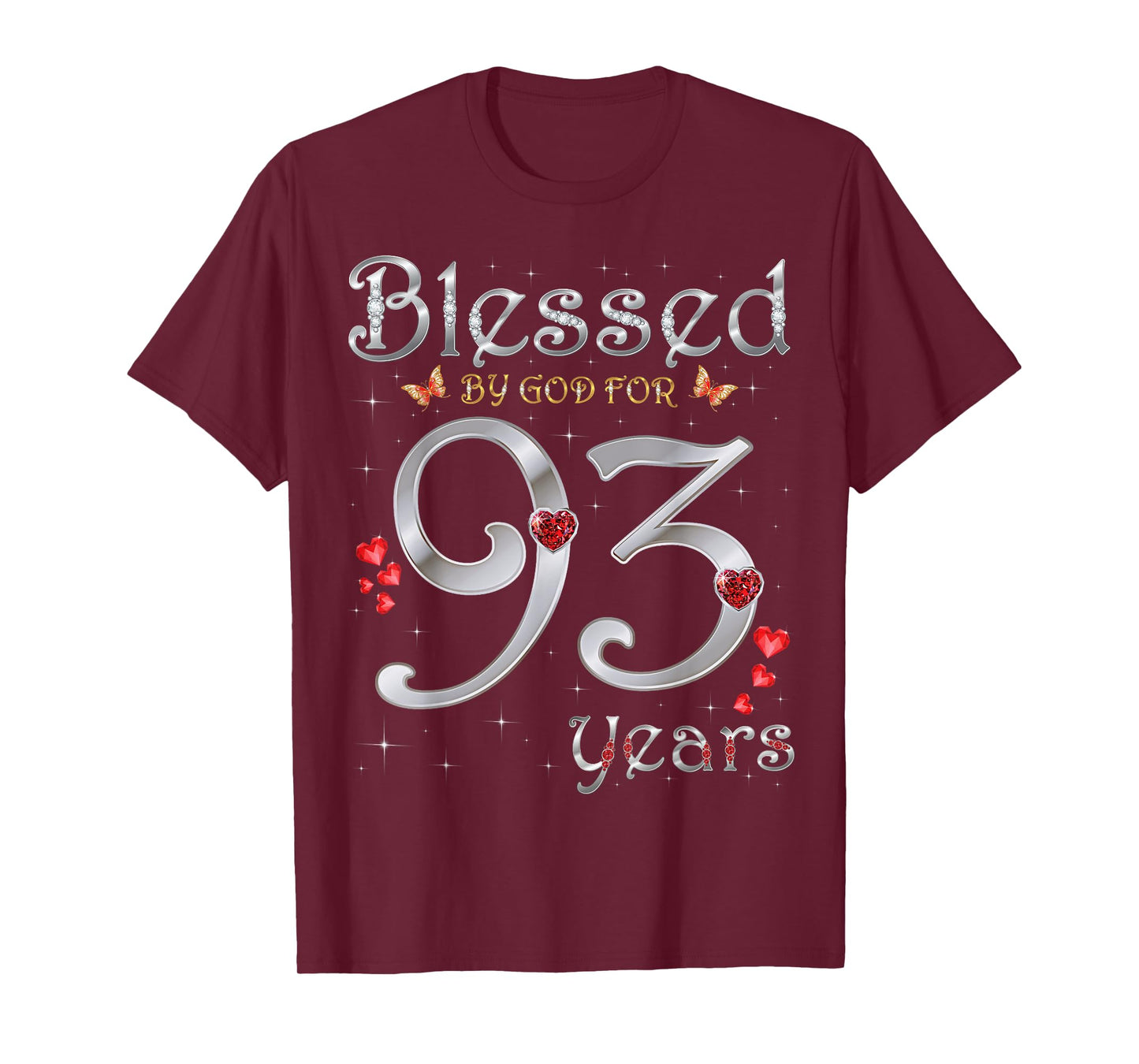 Blessed By God For 93 Years Old 93rd Birthday Party Queen T-Shirt