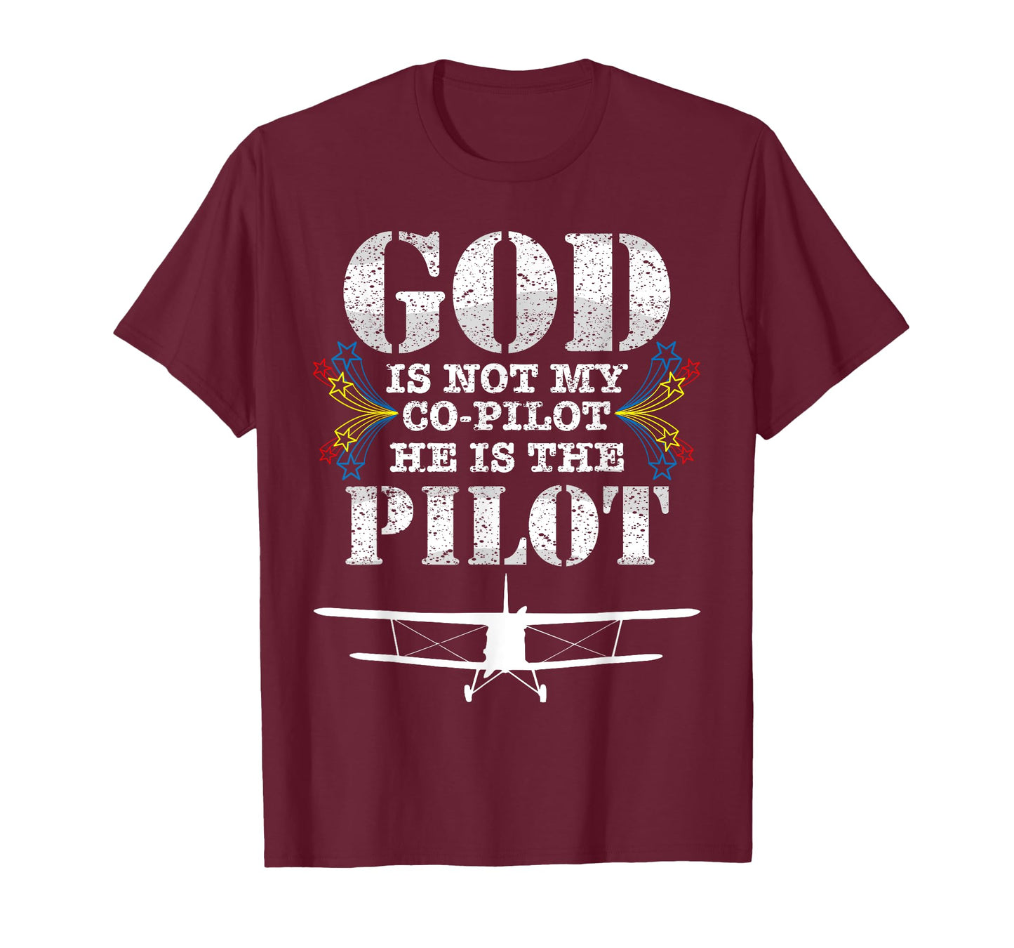 Cool God Is My Pilot | Funny Christian Airplane Control Gift T-Shirt